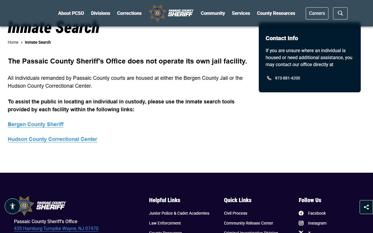 Passaic County Sheriff's Office Paterson arrest records