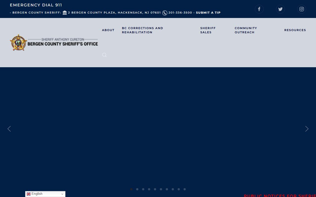Bergen County Sheriff's Office website for Bergen County arrest records