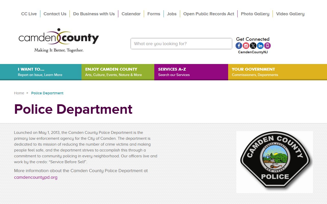 Camden County Police Department arrest records