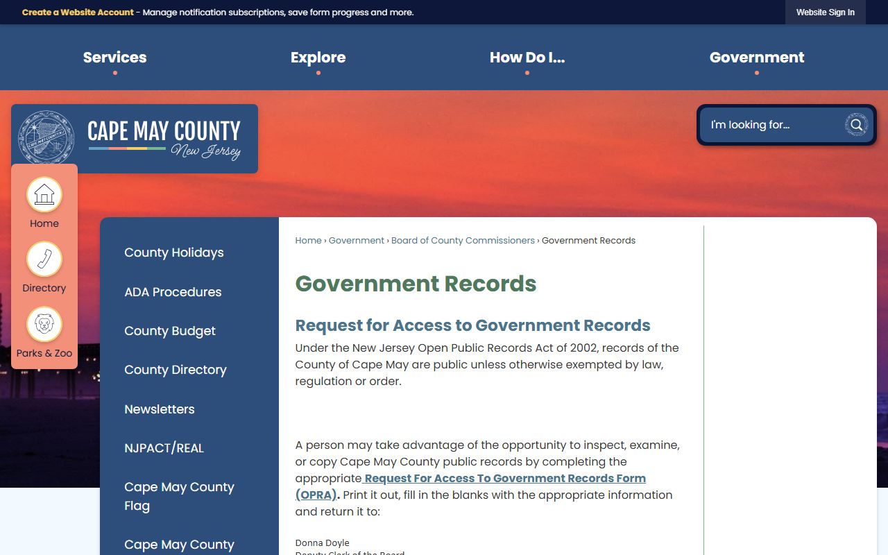 Cape May County government arrest records access