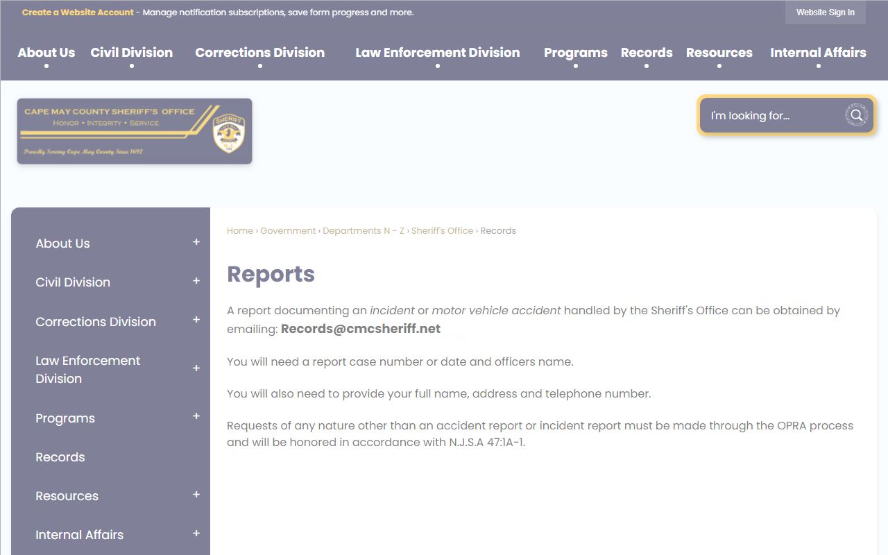 Cape May County Sheriff jail arrest records