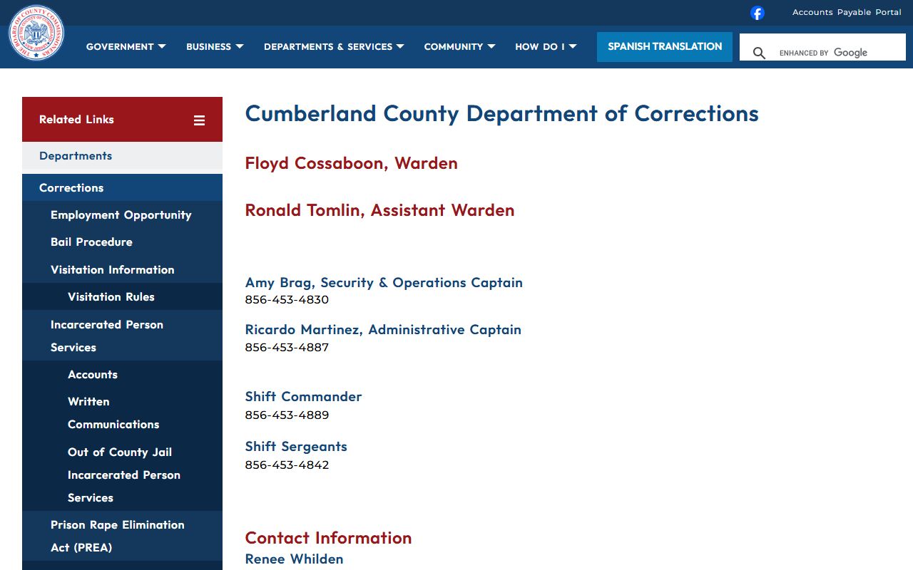 Cumberland County jail department arrest records