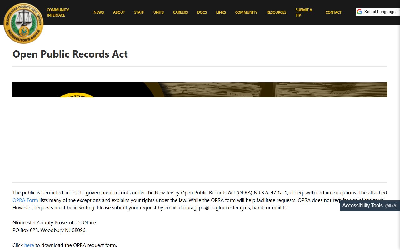 Gloucester County Prosecutor's Office arrest records