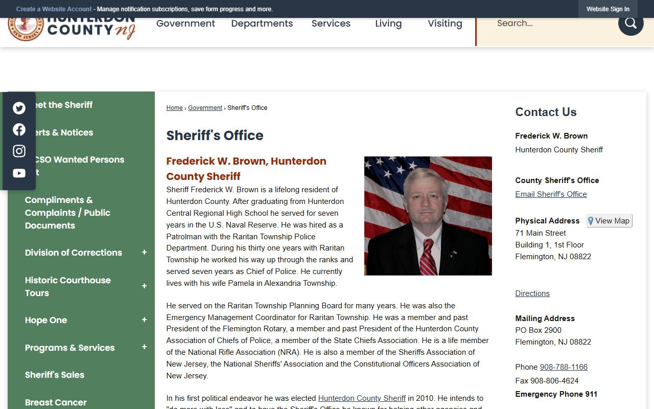 Hunterdon County Sheriff's Office arrest records page