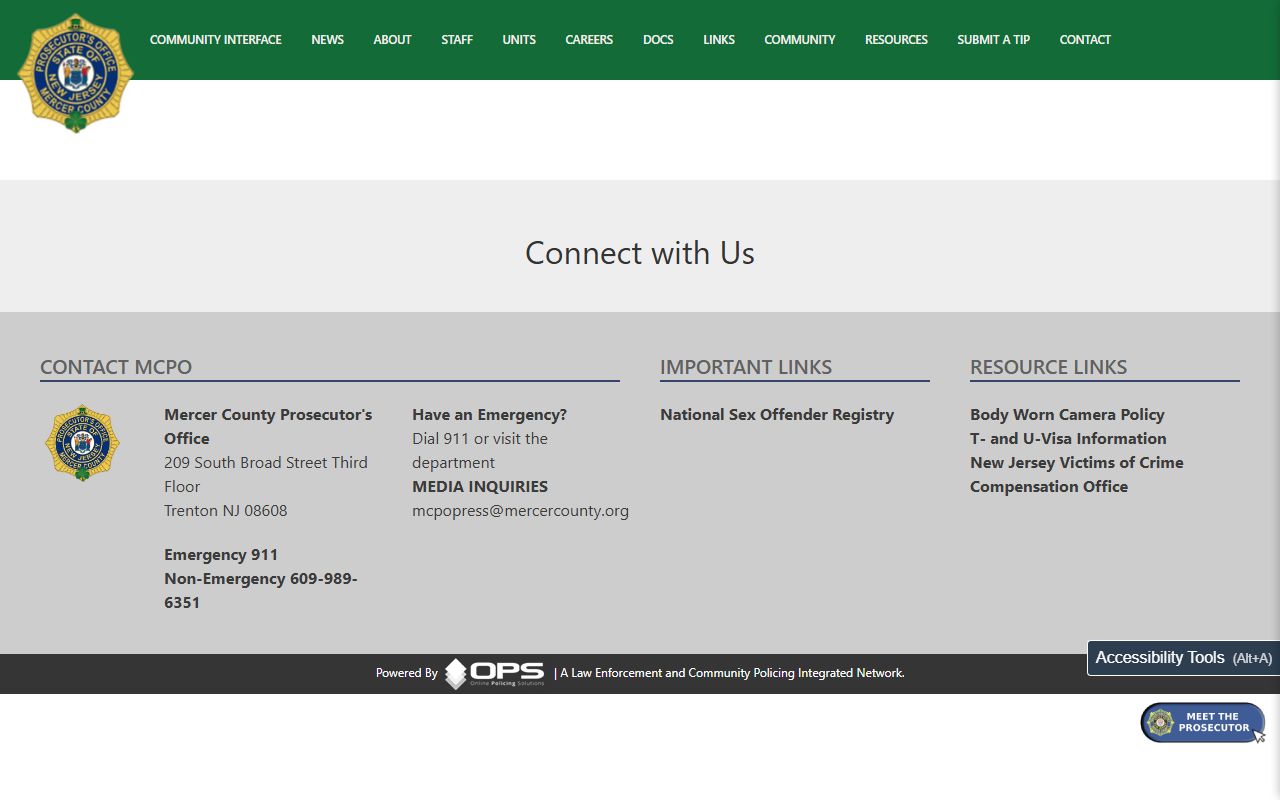Mercer County Prosecutor's Office arrest records request page
