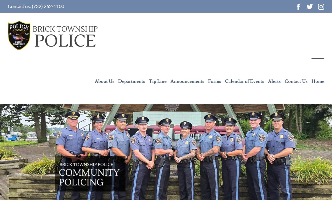 Brick Township Police Department website for Ocean County arrest records