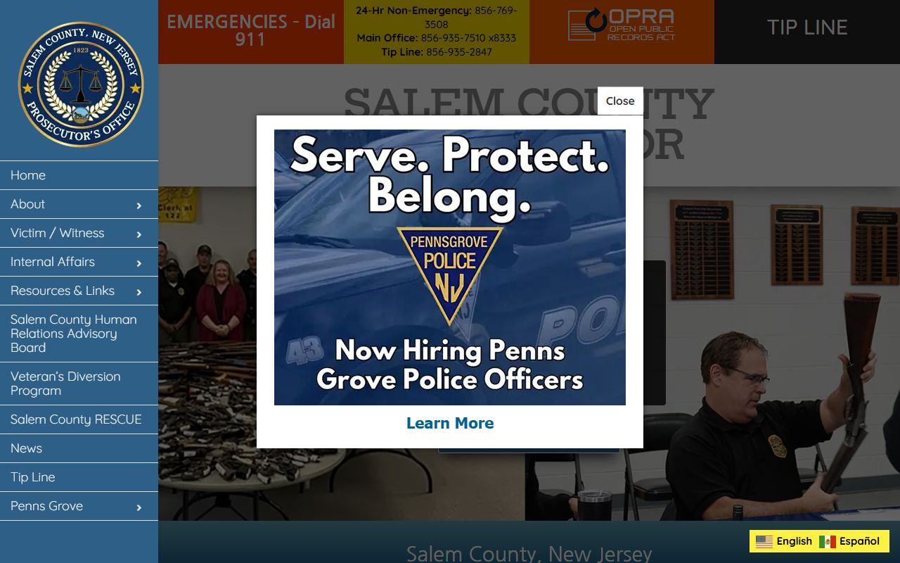 Salem County Prosecutor's Office arrest records access