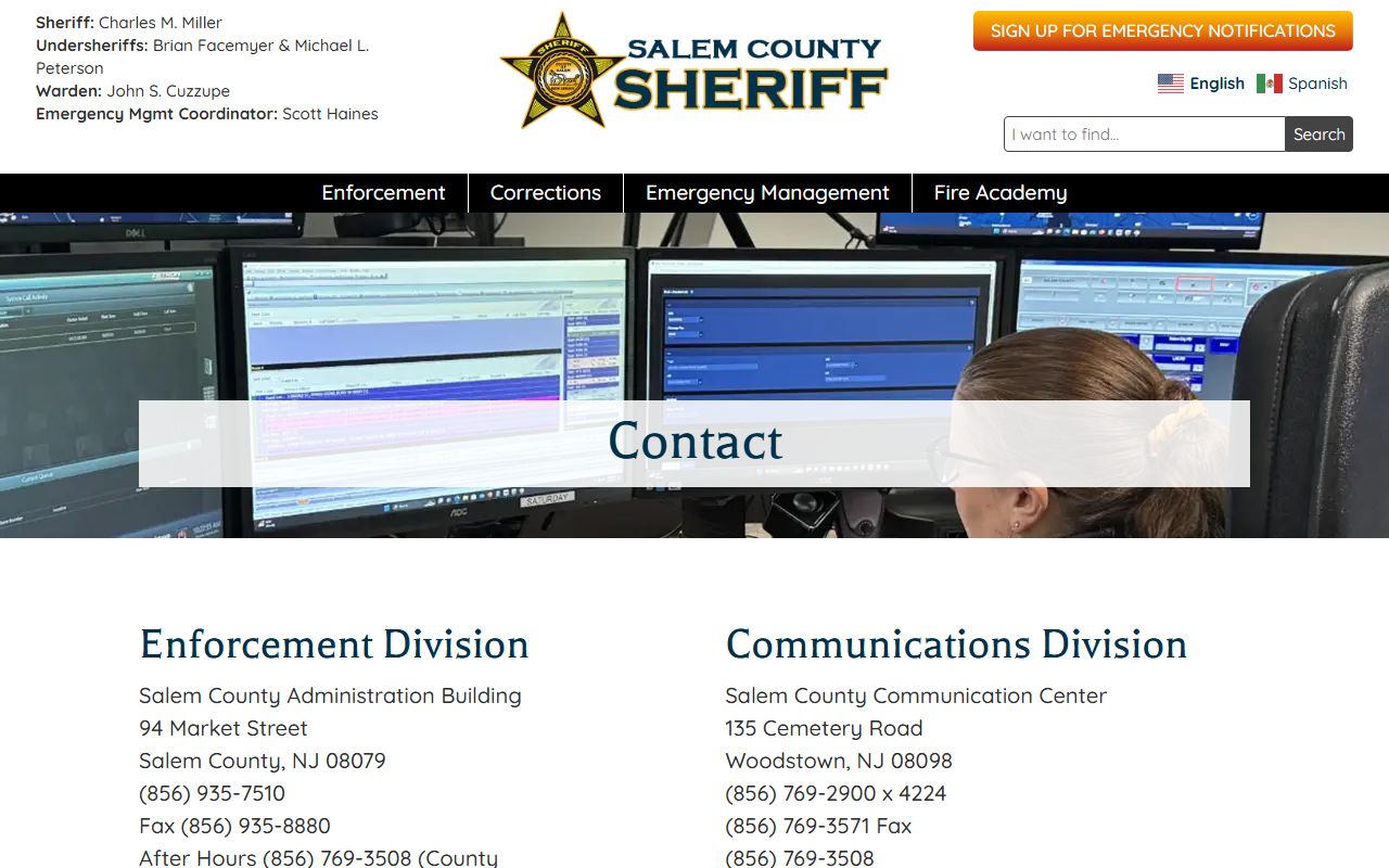 Salem County Sheriff's Office correctional facility arrest records