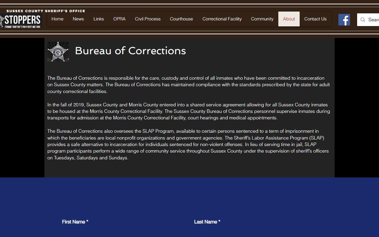 Sussex County Sheriff's Office arrest records OPRA page