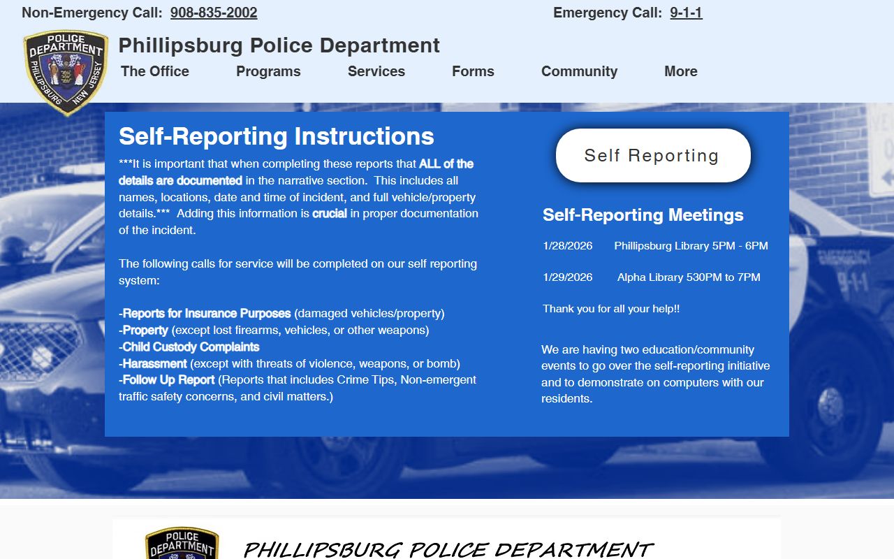Phillipsburg Police Department arrest records for Warren County