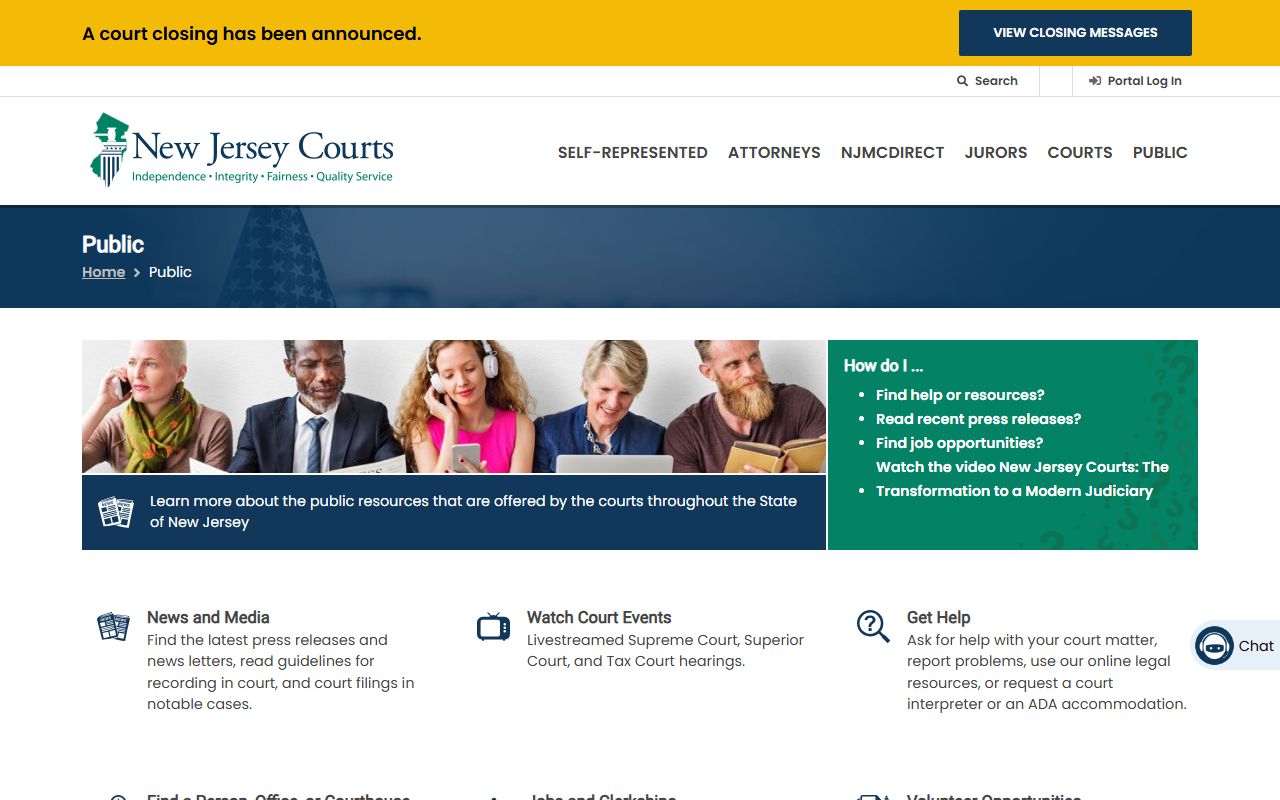 New Jersey Courts public resources for searching arrest records