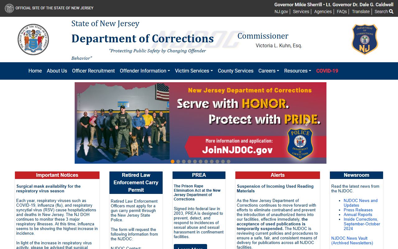 New Jersey Department of Corrections offender search for arrest records