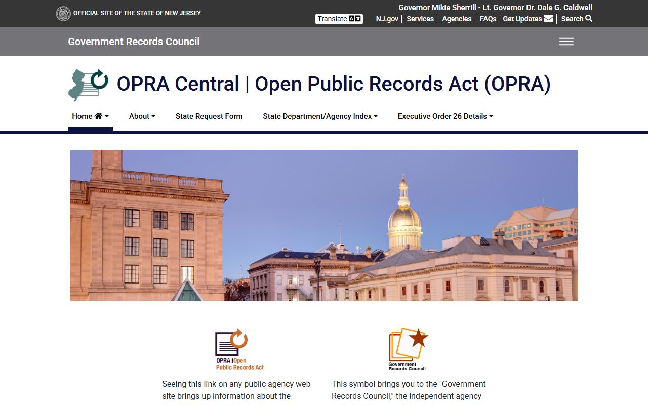 NJ OPRA Central portal for requesting New Jersey arrest records